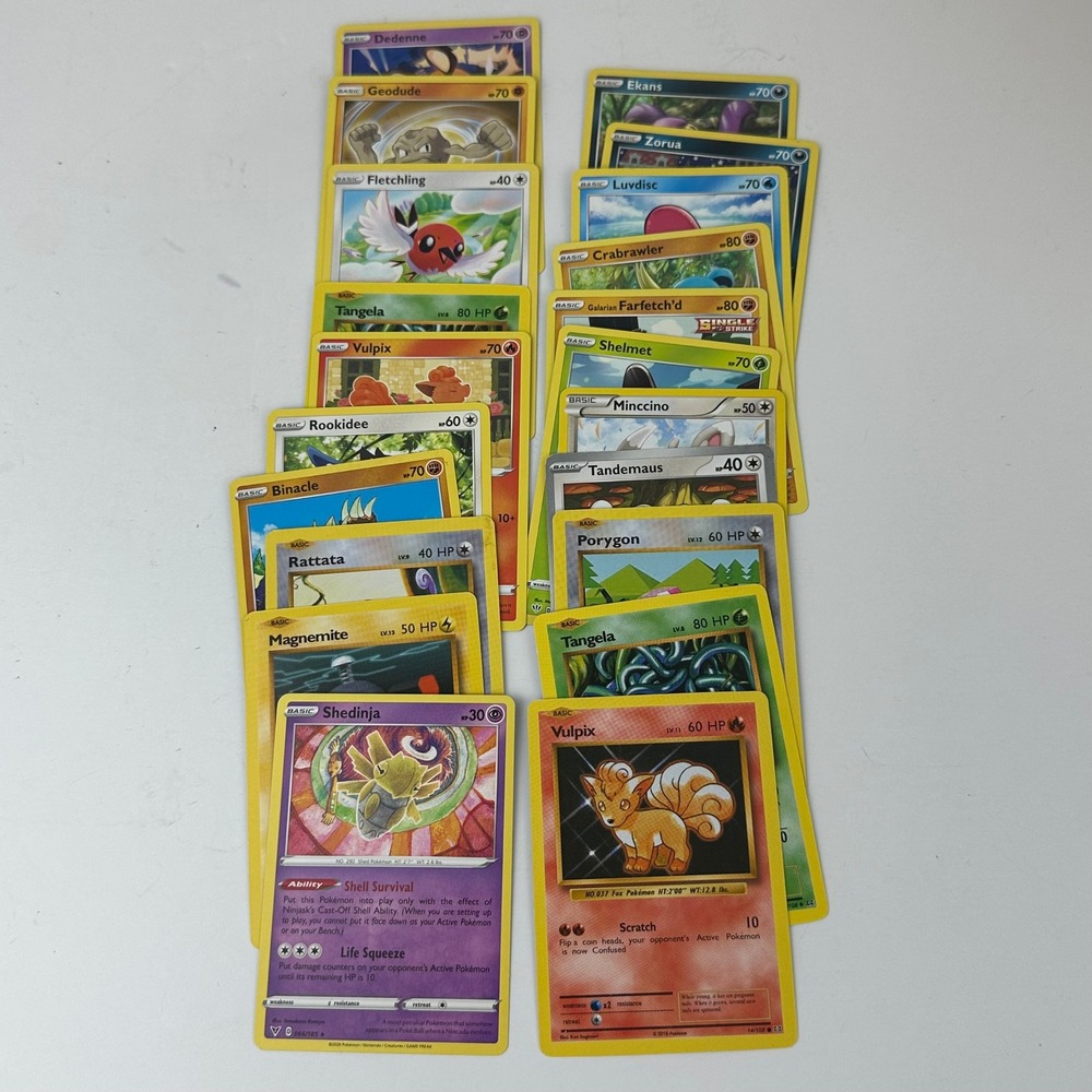 Pokemon TCG Card Lot 20 Vulpix Shedinja Porygon Tangela Rattata Magnemite Mixed